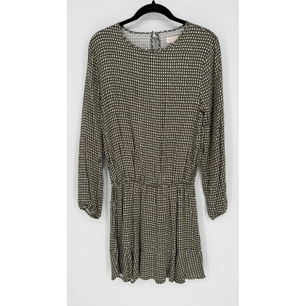 MUD‎ PIE FINA FLOUNCE DRESS GREEN DIAMOND PRINT NWT SMALL